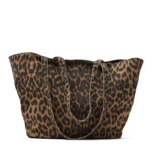 High Quality Custom New Style Luxury Reusable Shoulder Tote Bag Large Capacity Leopard Shopping Bag
