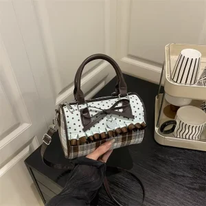 High Quality Cute Underarm Bag Bow Print Design Single Strap Zipper Fashionable Shoulder Small Bag for Girls