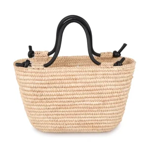High Quality Handmade Crochet Lafite Straw Handbag Eco Friendly Natural Hand Knitted Open Tote Summer Beach Bag with Handle
