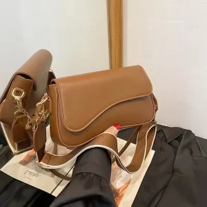 High Quality Lady Vintage Fashion Solid Color Casual Custom Underarm Square PU Leather Waterproof Summer Daily
