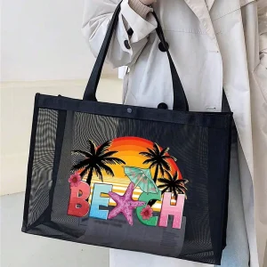 High Quality Mesh Beach Tote Bag with Eco Friendly Material Nylon Mesh Shopping Bag for Travel Outdoor