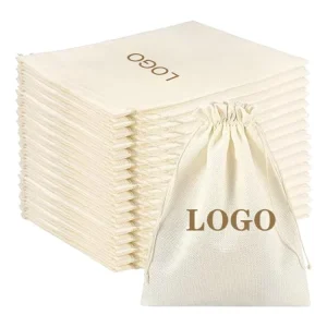High Quality Natural Draw String Bag Reusable Cotton Pouch Bag Canvas Drawstring Dust Bag With Customized Logo for Storage