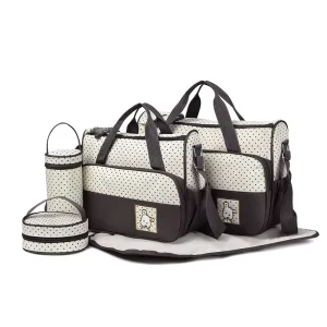 High Quality Portable Folding Baby Diaper Bag Waterproof Polyester Anti Theft Zipper Closure 4 Pieces Set Travel Bags for Baby
