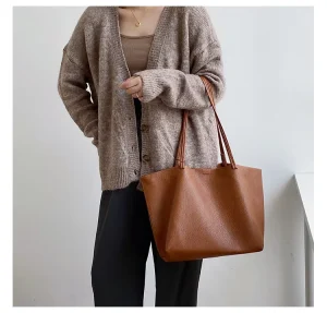 High Quality Stylish Lady Fashion PU Handbags for Women with Open Closure Two Straps Large Capacity & Soft Design