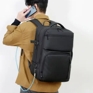 High Quality Waterproof Oxford Polyester Expend Design Custom Logo USB Port Business Travel Large Capacity Laptop Bag Unisex
