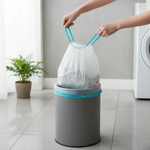 High Strength PE Recycled Material Garbage Bag Disposable Tall Kitchen Drawstring Trash Bags for Household Use
