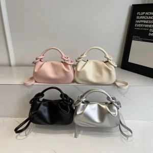 High end Texture Single Shoulder Crossbody Bag Pleated PU Magnetic Closure Single Strap Womens Light High value Cute Handbags