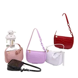 Hobo Ladies Crocodile Print Handbag Women’s Chain Shoulder Bag Polyester PU for Summer Mini Fashion for