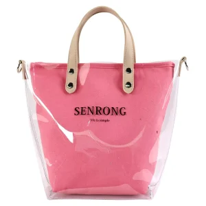Hot Selling Beach Storage Handbag Transparent Crossbody Colorful Jelly Candy Bags With Canvas Cotton Tote Bag