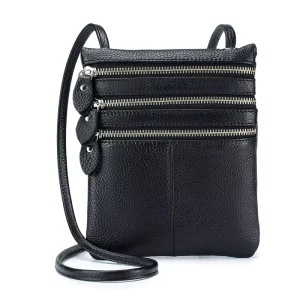 Hot Selling Genuine Leather Women Vintage Messenger Bags Elegant Style Phone Pocket Purse Coin Bag for Outdoor Activities