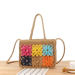 Ins Flower Summer Beach Woven Paper Material Casual Shoulder Bag Woman Tote Beach Bag