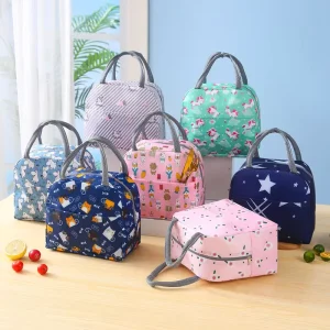 Insulated Lunch Bag Oxford Cloth Waterproof Hand-Held Bento Bag for Students Outdoor Portable Picnic Bags