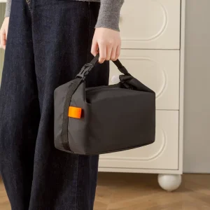 Insulated Lunch Box Bag With Zipper Closure Polyester Ink Pattern Design for Outdoor Travel Picnic Office Use