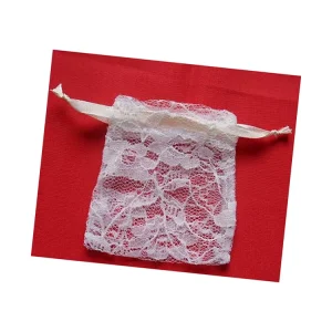 Ivory Lace Drawstring Pouch Bag