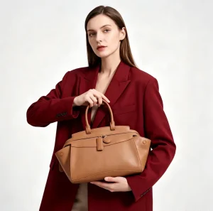 JOYBRIDGE Luxury Women’s Vintage National Genuine Leather Handbags Zipper Closure Durable Portable Waterproof Polyester Lining