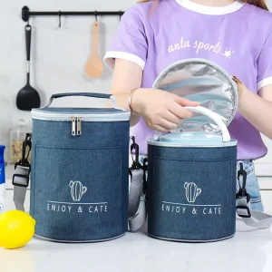 Japanese Style Insulated Oxford Cloth Lunch Bag with Aluminum Foil Lining Large Thickened Portable Crossbody Bento Bag for Work