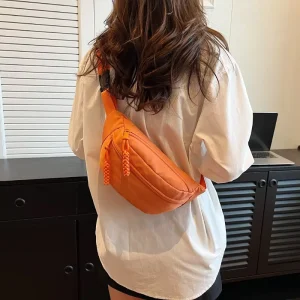 Japanese Style Lightweight Nylon Waist Bag Simple Trendy One Shoulder Design Waterproof Zipper Crossbody Mobile Bag For Men