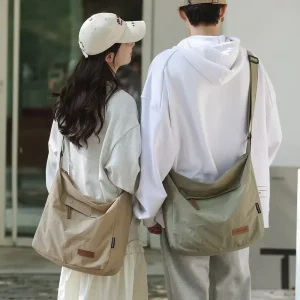 Japanese Women Men Shoulder Crossbody Bag Large Nylon Messenger Bags Student OEM Brand Book Bags Female Handbag Satchels Solid