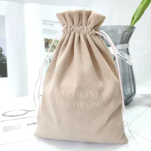 Jewellery Packaging Pouches with Drawstring Custom Embossed Logo Velvet Silk