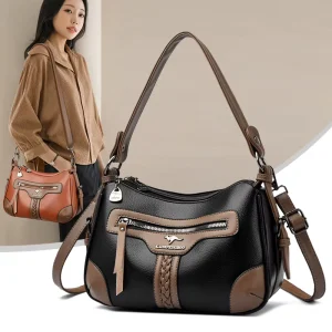 KAIDIFEINIROO PU Leather Women’s Handbag Vintage Style Shoulder Bag Chains Zipper Closure Crossbody Messenger Bag