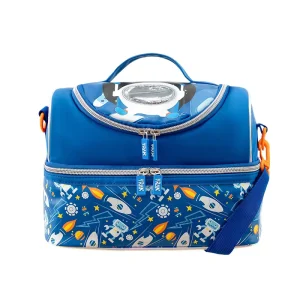 Kids Insulated Lunch Bag Double Layer Cooler Bag Zipper Closure Waterproof Leakproof Bento Box Tote Shoulder Strap School Picnic
