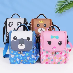 Kids Summer Reusable Fashion Lunch Box Insulated Soft Bag Back to School Thermal Meal Tote Kit for Girls Boys with Shoulder Belt