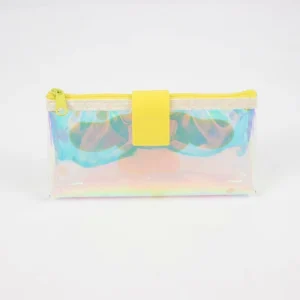 Korean Style Holographic Pencil Case 3D Cartoon PVC Pen Pouch Y2K Aesthetic Transparent Iridescent Stationery Cosmetic Bag