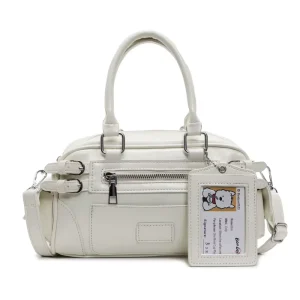 Korean Style Trendy Fashion Biker Personalized Hand Carrying PU Zipper Closure Single Strap All Match Boston Crossbody Bag