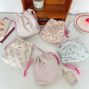 Korean-style Floral-patterned Modern Minimalist Portable Storage Bag for Jewelry Cosmetic Organization