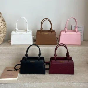 Korean style Medium Square Handbag for Women New Model Crocodile Pattern PU Zipper Closure Shoulder/Crossbody Bag