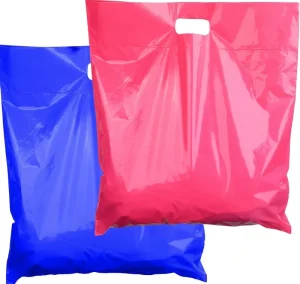 LDPE Plastic Shopping Bags Pink Glossy Retail Merchandise Bags with Die Cut Handles 100 Pack Recyclable for Boutique