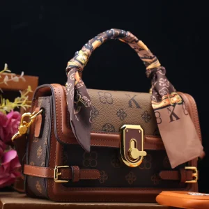 LOUMIXER Luxury Retro Square Embroidery Handbag Large Capacity Brown Shoulder Strap Crossbody Waterproof Polybag Durable