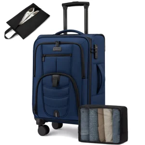 LOVEVOOK 22in TSA Approved Softside Suitcase Set 4 Piece Lightweight Rollers Luggage for Women Men Weekend Travel