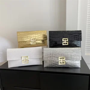 Ladies Clutch Bag Ladies Casual Handbag New Texture Niche Trend Fashion Simple Envelope Bag Candy Pattern Button Closure