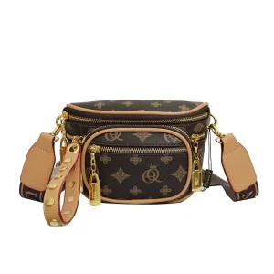 Ladies Crossbody Luxury Women’s Shoulder Messenger Bag PVC Lining Single Handle Zip Closure Fashion Letter Pattern Purse