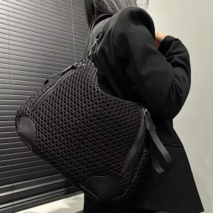 Ladies’ Fashionable Mesh Lightweight Diagonal Cross Bag with Large Capacity Splicing Single Shoulder Handbag