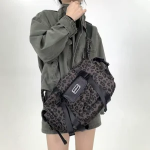 Ladies’ Fashionable and Personalized Leopard Print Shoulder Bag with Patchwork Trendy and Versatile Commuting Crossbody Bag