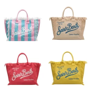 Ladies Handbag Korean Style Solid Color Tassel Canvas Material 30L Water Resistant Zipper Closure Tote Bag