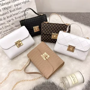 Ladies Handbags Fashion Pu Leather Women’s Chain Crossbody Bag Simple and Fashionable Small Square Bag