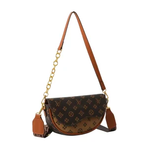 Ladies’ High end Casual Semi circular PU Messenger Bag Elegant Retro Style Unique Texture Designed for Daily Use