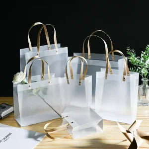 Ladies High grade Pvc Material Transparent pp Frosted Plastic Shopping Tote Bag Clothing