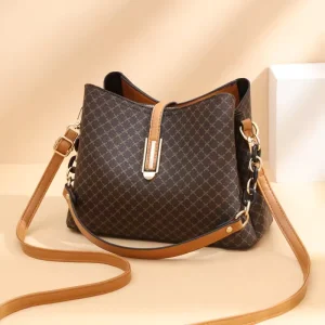 Lady PU Leather Shoulder Bags Mobile Phone Bag Bucket Bag Polyester Lining Zipper Crossbody Women’s Handbags