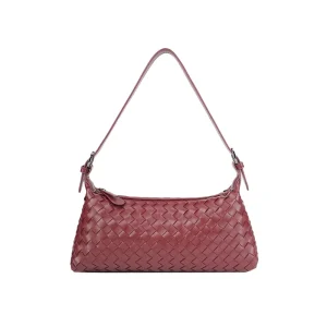 Lady Vintage Single Strap PU Woven Fashion Underarm Crossbody Bag ZIP Closure Lightweight Large Capacity for Travel Daily Use
