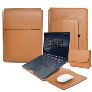 Laptop Bag Leather with Bracket Multi-Function Heat Dissipation Waterproof Durable Custom Laptop Sleeve With Bracket 14 15 Inch