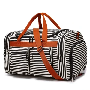 Large Canvas Travel Duffle Bag Waterproof Weekender Tote with Multifunctional Design Unisex Gym Carry on Custom Logo