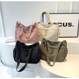 Large Capacity Canvas Messenger Crossbody Bag Women’s Single Shoulder Tote Multi Pocket College Students Sling Bag