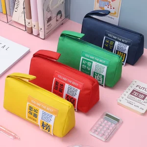 Large Capacity Canvas Pencil Case Custom Logo Zipper Pen Bag Durable School Cosmetic Organizer Pouch for Students
