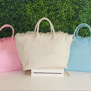 Large Capacity Canvas Tassel Tote Bags Crossbody Eco-Friendly Beach Bags with Custom Printed logo for Women