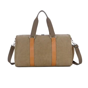 Large Capacity Canvas Travel Shoulder Bag Portable Travel Bag With Shoe Compartment