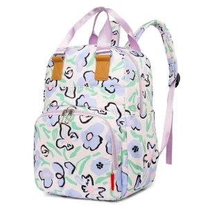 Large Capacity Double Shoulder Baby Diaper Backpack Waterproof Polyester Maternity Baby Travel Bag with Printed Design